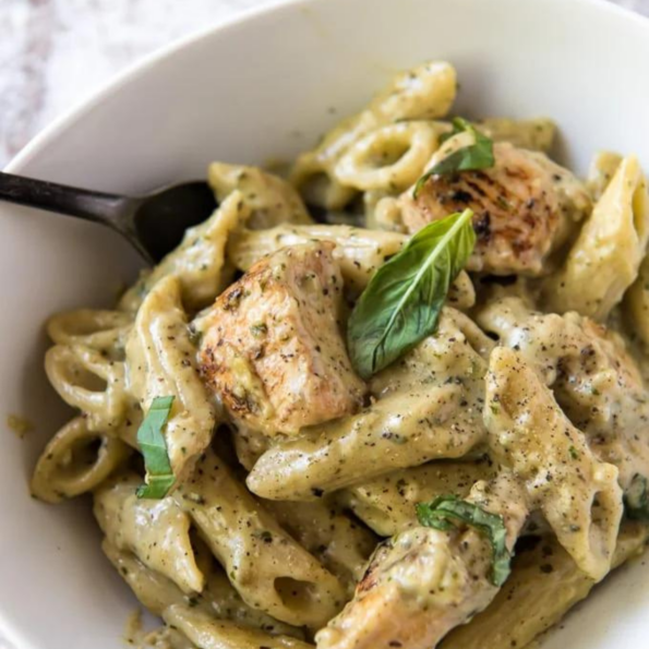 Creamy Pesto Pasta with Ground Turkey Recipe